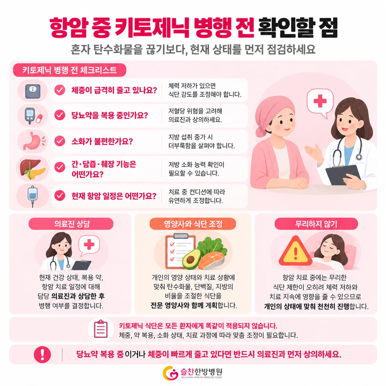 항암 중 키토제닉 병행 전 확인할 점 체크 이미지